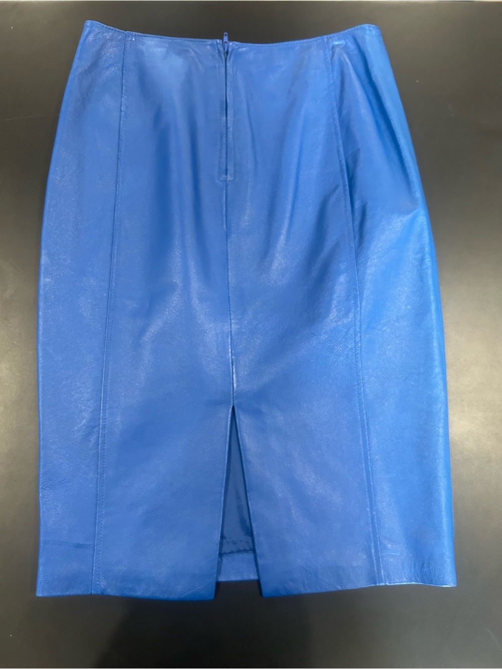 Danier Electric Blue Leather Pencil Skirt - Picture 2 of 3